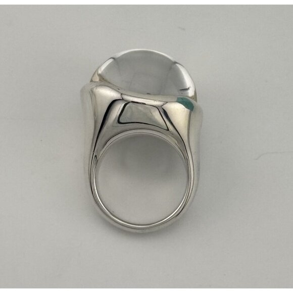 Tiffany & Co. Elsa Peretti 19mm Rock Crystal Cabochon Ring in Silver Size 5 - Picture 4 of 11